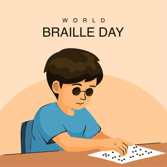 vector world braille day poster template