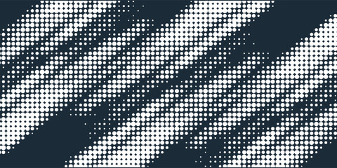 Fototapeta premium Diagonal Halftone Pattern With White Dots On Navy Background