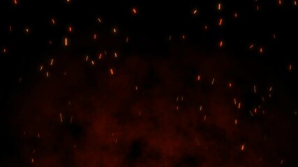 Fiery sparks and smoke rising against a dark background creating a dramatic and intense scene - Powered by Adobe