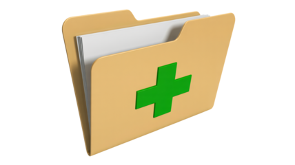 Patient records folder shows health data management and medical files