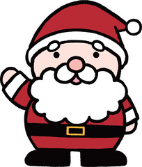 手をあげるサンタクロースの単体イラスト
