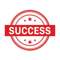Red Success Stamp with Stars Emphasizing Achievement and Accomplishment