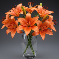 Orange lilies in glass vase