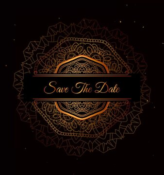 golden frame mandala wedding invitation greeting card background