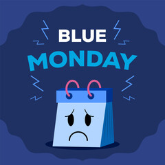 flat illustration design blue monday with calendar sad