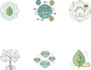 Dashed Outline Set for Scientific Ecology and Energy
