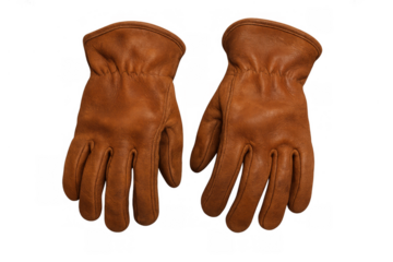 Brown leather work gloves, offering hand protection for various tasks including construction, gardening, and diy projects