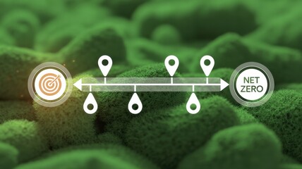 Net Zero Target: A visually striking depiction of a green concept, charting a path from initial goal to net-zero status.