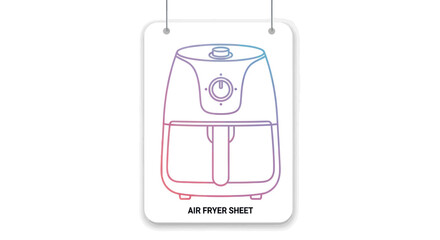 Air Fryer Sheet: Outline Illustration of a Modern Kitchen Appliance.