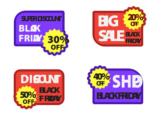 Colorful vector set of discount and sale labels, stickers, icons, and tags for web and retail promotion design