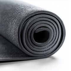 Naklejka premium blue yoga mat rolled up, fitness exercise mat, rolled foam workout mat 