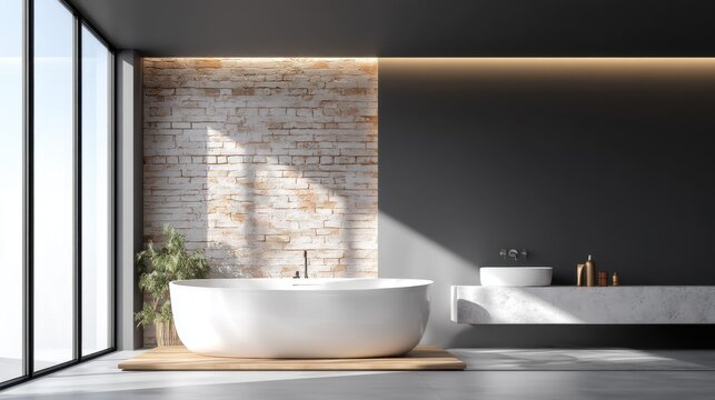 Elegant bathroom design modern home interior image minimalist environment bright viewpoint luxury concept for relaxation