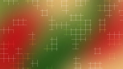 Christmas Red and Green Abstract Grid Background with Golden Festive Light