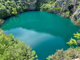 Karst Mamica Lake (Mamovic lake) as part of the Lokvicici Lakes in the Imotska Krajina region (Imotski, Croatia) - Kr&scaron;ko Mamića jezero ili Lokvičićko jezero u Imotskoj krajini (UNESCO GeoPark)