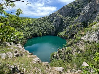 Karst Mamica Lake (Mamovic lake) as part of the Lokvicici Lakes in the Imotska Krajina region (Imotski, Croatia) - Kr&scaron;ko Mamića jezero ili Lokvičićko jezero u Imotskoj krajini (UNESCO GeoPark)