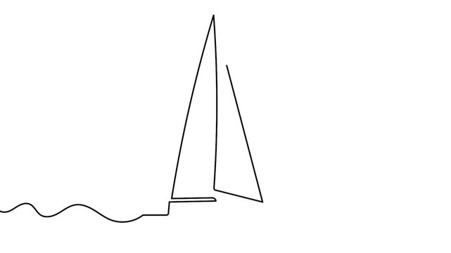 Animated sailing boat single line drawing minimal continuous loop