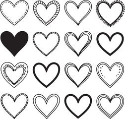 Variety of Hand-Drawn Heart Shapes