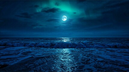 Ocean nights with moonlight blue vibes for background design elements