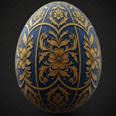 Blue egg with gold floral pattern