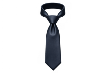 Black necktie with a neatly tied knot, symbolizing professionalism, success, and official events. Transparent background