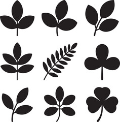 Diverse Botanical Leaf Silhouettes Collection for Nature-Inspired Design Elements