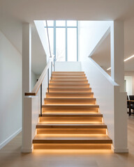 Modern Minimalist Wooden Staircase Interior Design
