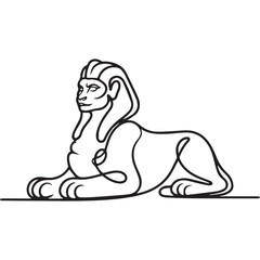 One continuous line illustration of an Sphinx , isolated on white background.