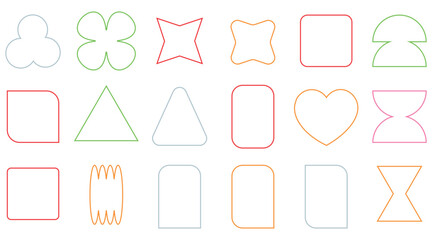 Assorted Geometric Shapes in Various Colors Arranged on a White Background Illustration for design resources and creative projects perfect for educational materials or modern abstract art