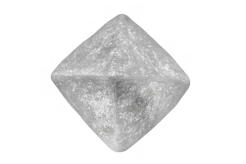 Octahedron crystal with textured surface symbolizing technology, science, and abstract geometry, transparent background