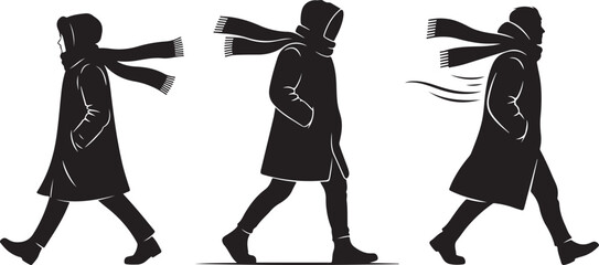 Walking man silhouette in windy weather

Walking person battling strong wind vector

Walking male figure in winter coat