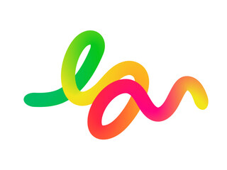 Fototapeta premium Abstract curved color line forming gradient chain shape in three dimensions as striking design element for logos interfaces packaging and advanced brand identity systems