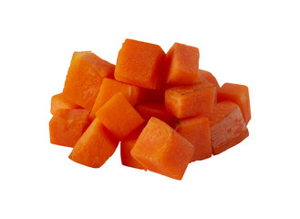 carrot cut cubes isolated