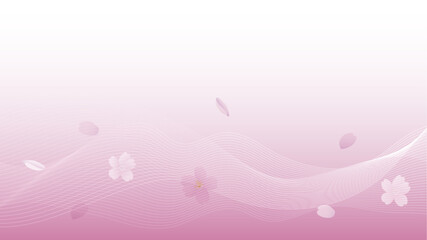 桜の花と曲線の抽象的な背景イラスト