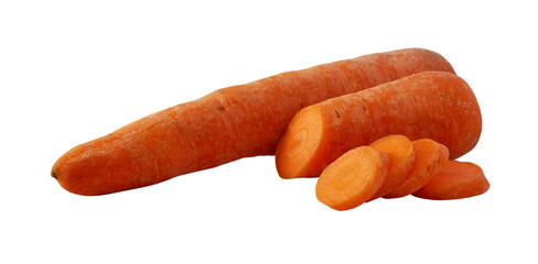 whole and half carrot isolated