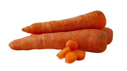 whole fresh carrot with slice isolated