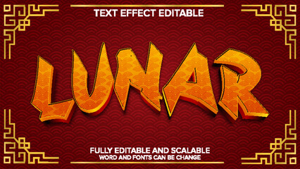 chinese text effect vector editable