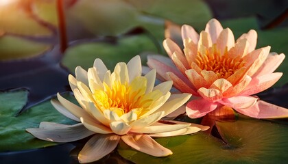 Two Water Lilies in Bloom A Serene Reflection of Nature s Beauty and Tranquility