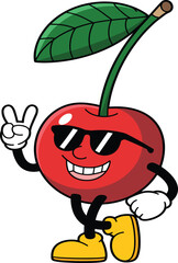 Cool Cherry Cartoon Mascot – Fun Fruit Character with Sunglasses