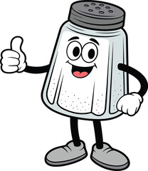 Salt Shaker Cartoon Mascot – Smiling Kitchen Character with Thumbs Up