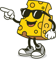 Swiss Cheese Cartoon Mascot – Cool Dairy Character with Sunglasses