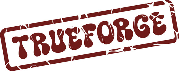 Brown textured rectangular Trueforge stamp symbol represents authentic quality and craftsmanship for industrial applications