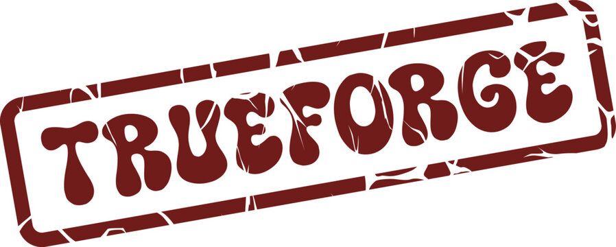 Brown textured rectangular Trueforge stamp symbol represents authentic quality and craftsmanship for industrial applications