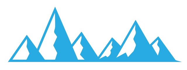 Light blue mountain range silhouette against a white background view