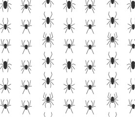 Collection of black spider silhouette vector icons, creepy arachnid insect shapes for Halloween, danger, and horror design on white background