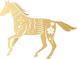 Golden Horse Paper Cut