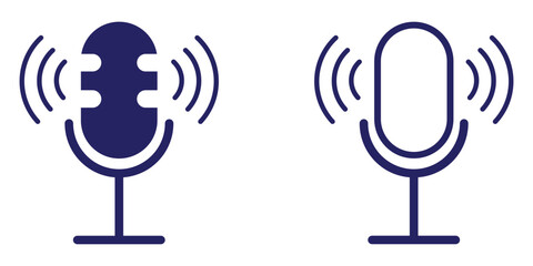 Various styles Microphone icon set. microphone icons  for podcasting and broadcasting. eps 10