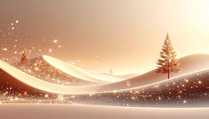 Elegant, flowing abstract waves of golden and shimmering silver material, illuminated by a warm, bright light, creating a sparkling.