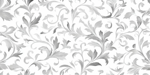 Elegant gray and white watercolor floral damask pattern seamless background texture © DARK TRUST
