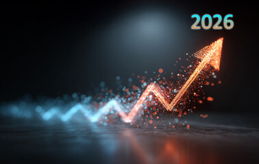 Business growth chart showing success projection for 2026