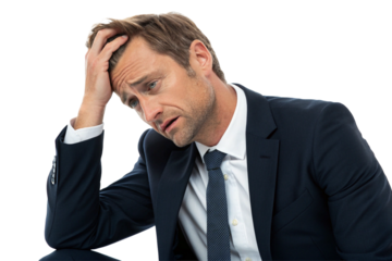 Exhausted businessman. Trouble. Exhaustion. Fatigue. Stress. Mental distress.